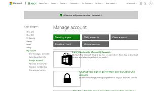 
                            1. My account : Manage account - Xbox 360 Support