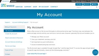 
                            2. My Account | Midco Account & Billing Support