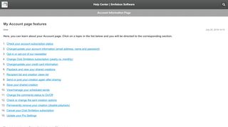 
                            2. My Account page features – Help Center | Smilebox Software