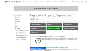 
                            9. My account : Password and security - support.xbox.com