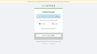 
                            2. My Account - Sign Up | YesStyle
