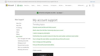 
                            5. My account : Top Issues - Xbox One Support