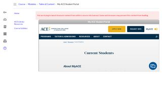 
                            1. My ACE Student Portal - Login