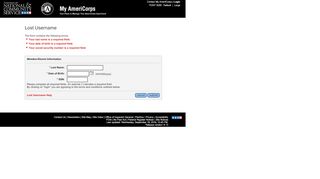
                            6. My AmeriCorps - Lost Username