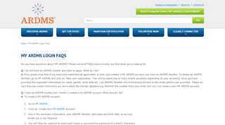 
                            4. MY ARDMS Login FAQs - ARDMS