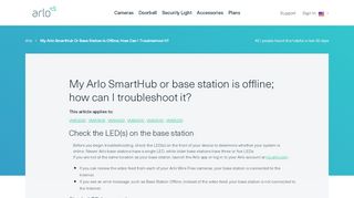 
                            7. My Arlo SmartHub or base station is offline; how …