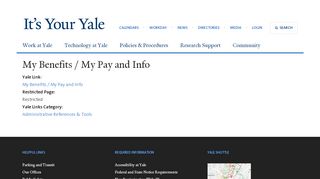 
                            1. My Benefits / My Pay and Info | It's Your Yale