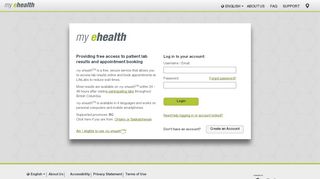 
                            5. my ehealth Login Page - Password Reset Error