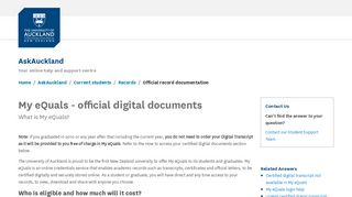 
                            5. My eQuals - official digital documents - AskAuckland