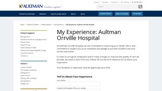 
                            10. My Experience: Aultman Orrville Hospital » Aultman