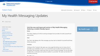 
                            2. My Health Messaging Updates | Intermountain Healthcare