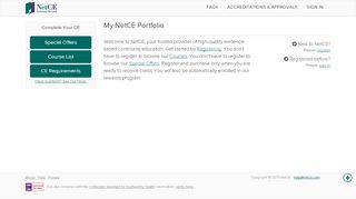 
                            4. My NetCE Portfolio - NetCE