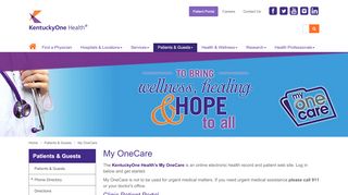 
                            6. My OneCare - Patient Portal | KentuckyOne Health