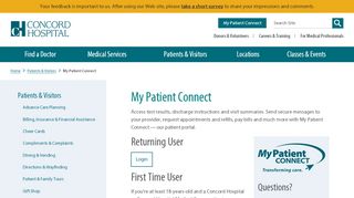 
                            5. My Patient Connect | Patient Portal - Concord Hospital