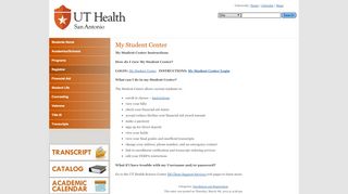
                            7. My Student Center « Registrar - students.uthscsa.edu