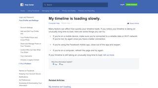 
                            6. My timeline is loading slowly. | Facebook Help Center ...