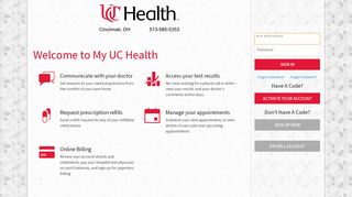 
                            7. My UC Health - Login Page