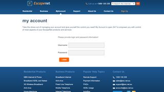 
                            4. MyAccount - The control panel for your EscapeNet services.