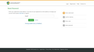 
                            7. MyAssurantPolicy - Password reset - Enter email - Login