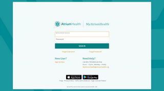 
                            2. MyAtriumHealth - Login Page