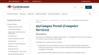 
                            1. myCampus Portal (Computer Services) | Confederation College