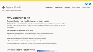 
                            4. MyCenturaHealth | Health Care Portal | Centura Health