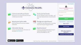 
                            7. MyCenturaHealth - Login Page