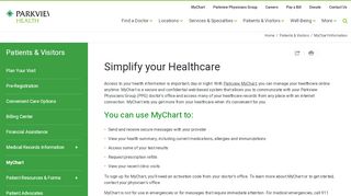 
                            2. MyChart Information - parkview.com