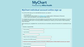 
                            4. MyChart - Registration - Allina Health