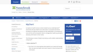 
                            1. MyChart - Sunnybrook Hospital