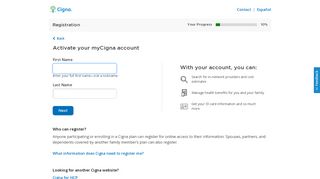 
                            7. myCigna - Registration