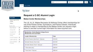 
                            5. MyCulver: External Content - Main View | Alumni Login for Rec Center