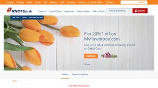 
                            9. MyFlowerTree Offer - Flat 25% OFF - ICICI Bank