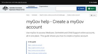 
                            9. myGov help - Create a myGov account - Australian ...