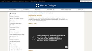 
                            3. MyHarper Portal: Harper College