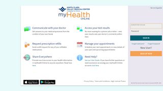 
                            3. myHealth Online - Santa Clara Valley Medical Center