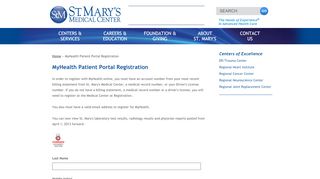 
                            5. MyHealth Patient Portal Registration | St. Mary's Medical Center