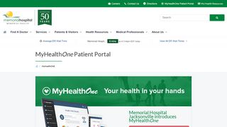 
                            5. MyHealthONE Patient Portal | Memorial Hospital