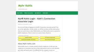 
                            5. MyHR Kohls Login - Kohl’s Connection Associate …