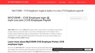 
                            5. myhrcvshealth.com - MYCVSHR - CVS Employee login