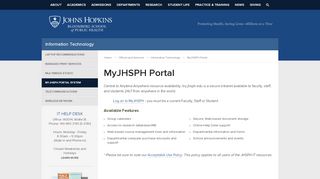 
                            6. myJHSPH Portal - Johns Hopkins Bloomberg School of Public Health