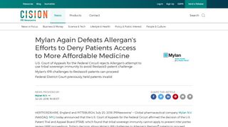 
                            9. Mylan Again Defeats Allergan's Efforts to Deny Patients ...