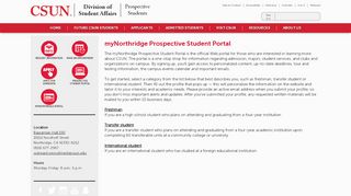 
                            4. myNorthridge Prospective Student Portal | California ... - CSUN.edu