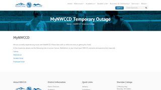 
                            2. MyNWCCD Temporary Outage - NWCCD - Sheridan College