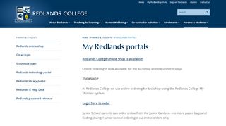 
                            7. MyRedlands Portals for parents and students - Redlands College