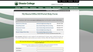 
                            5. MyShasta/Portal Help Form - New Item - Shasta College