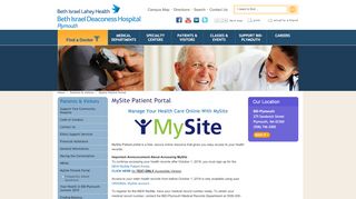 
                            1. MySite Patient Portal - Beth Israel Deaconess Hospital - Plymouth