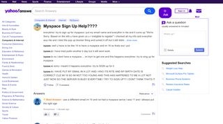 
                            9. Myspace Sign Up Help???? | Yahoo Answers