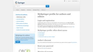 
                            5. MySpringer profile for authors and editors