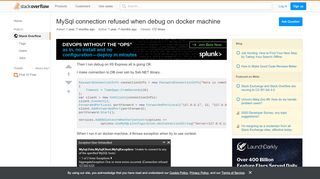 
                            9. MySql connection refused when debug on ... - Stack Overflow